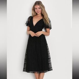 Lulus Elegant Approach Black Midi Dress